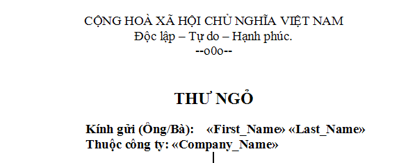 Cách trộn thư (Mail Merge) trong Microsoft Word 2003 - Phần cuối