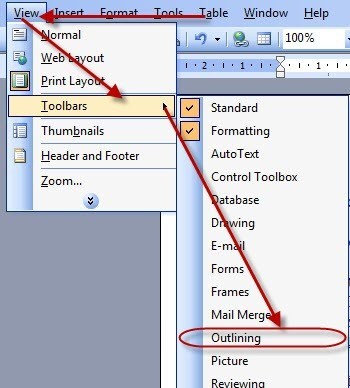 Tạo mục lục cho văn bản trong Microsoft Word 2003