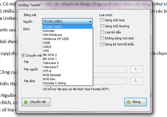unikey4 Dùng Unikey Toolkit chuyển đổi bảng mã tiếng Việt