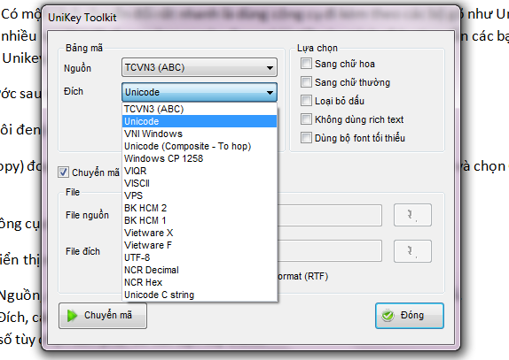 unikey5 Dùng Unikey Toolkit chuyển đổi bảng mã tiếng Việt