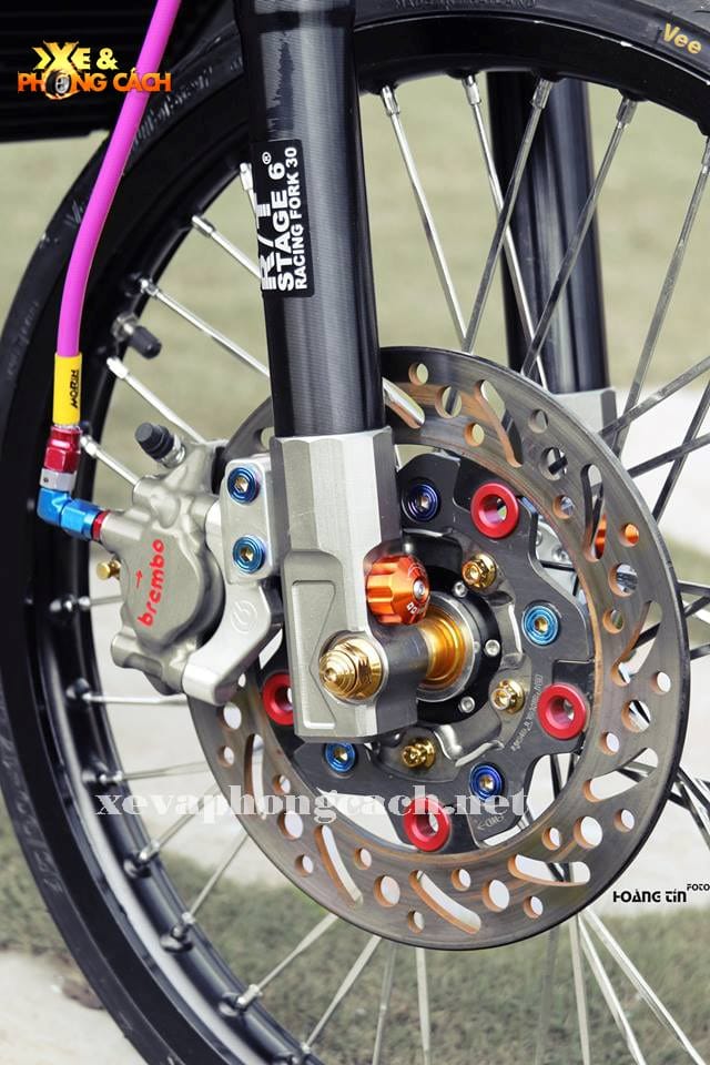 Xe máy Yamaha Z125 độ Drag tím hết 350 triệu đồng tại Lâm Đồng Dĩa thắng Break Tech Iron