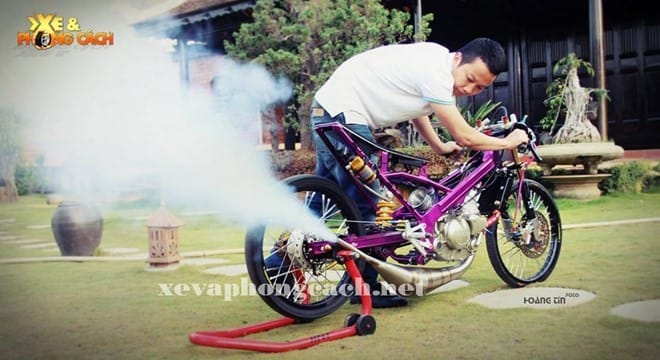 Xe máy Yamaha Z125 độ Drag tím hết 350 triệu đồng tại Lâm Đồng Pô xe của Thái Lan
