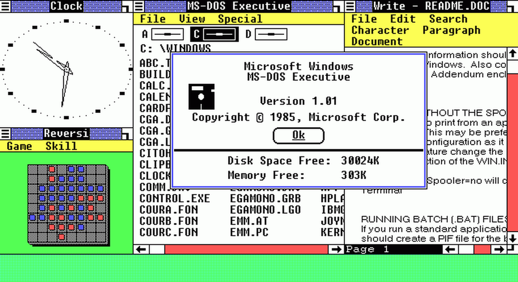 Windows tròn 30 tuổi: chúc mừng hệ điều hành phổ biết nhất windows1.0.