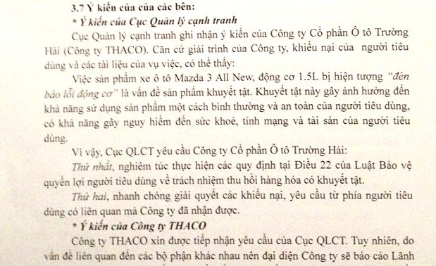 Thu hồi xe Madza 3 bị lỗi tại Việt Nam