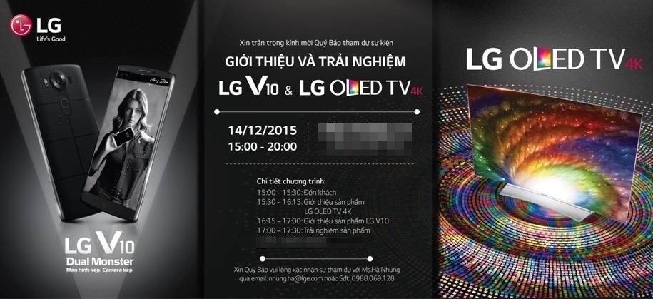 Cập nhật sự kiện ra mắt smartphone LG V10 và LG OLED TV