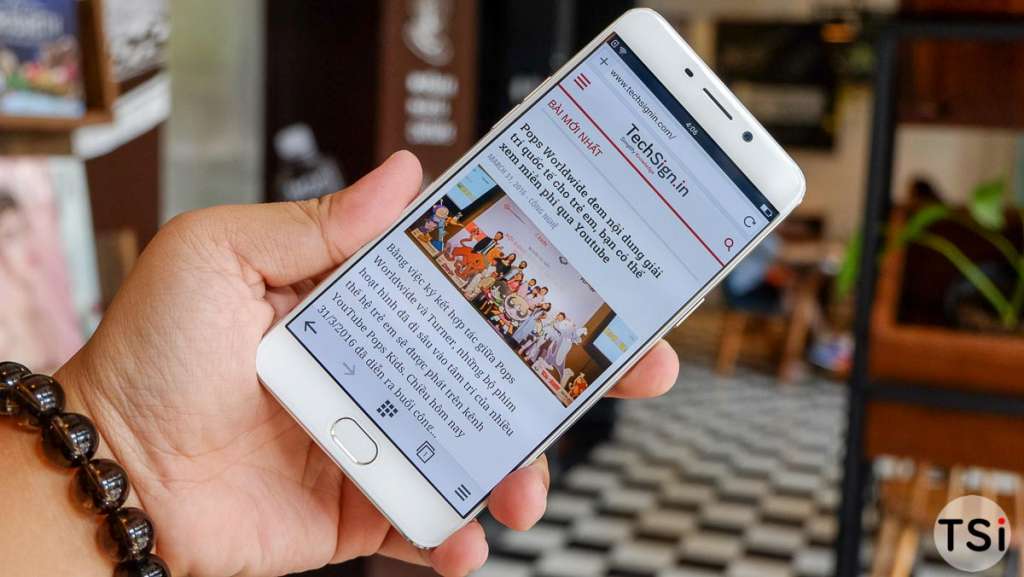 Ảnh cận cảnh Oppo F1 Plus: cảm biến vân tay nút Home, màn 5,5 inch Full HD