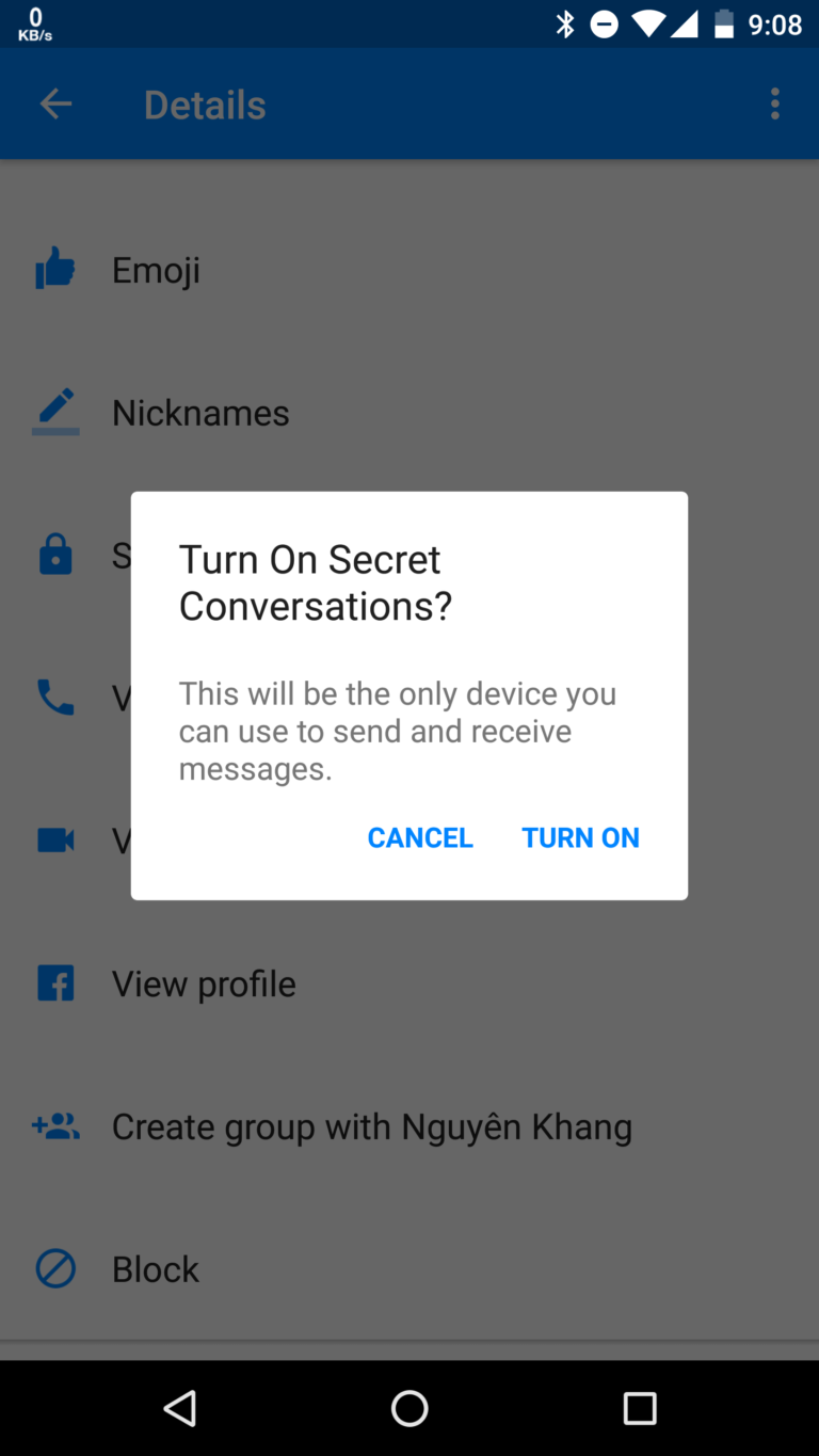 Secret Conversation - Facebook cho bạn gửi tin nhắn mã hóa và tự hủy