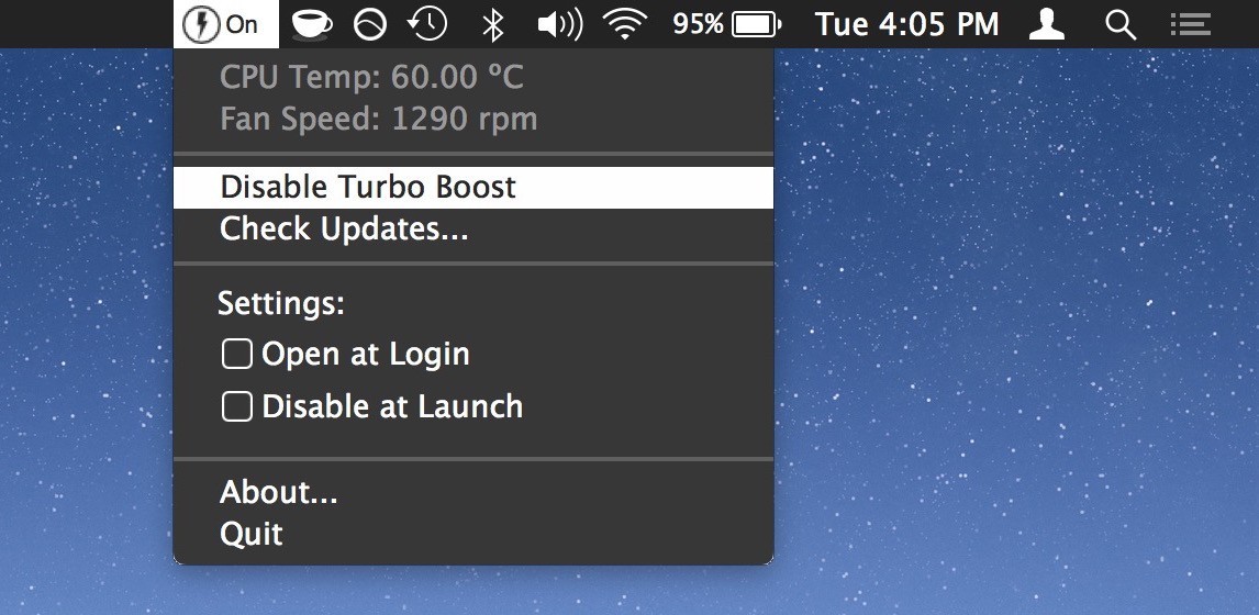 Tắt Turbo Boost để làm mát CPU, tiết kiệm 20% pin cho Macbook