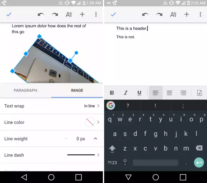 Google Docs và Sheets cập nhật tính năng mới trên di động