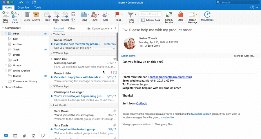 how to recall an email in outlook on mac