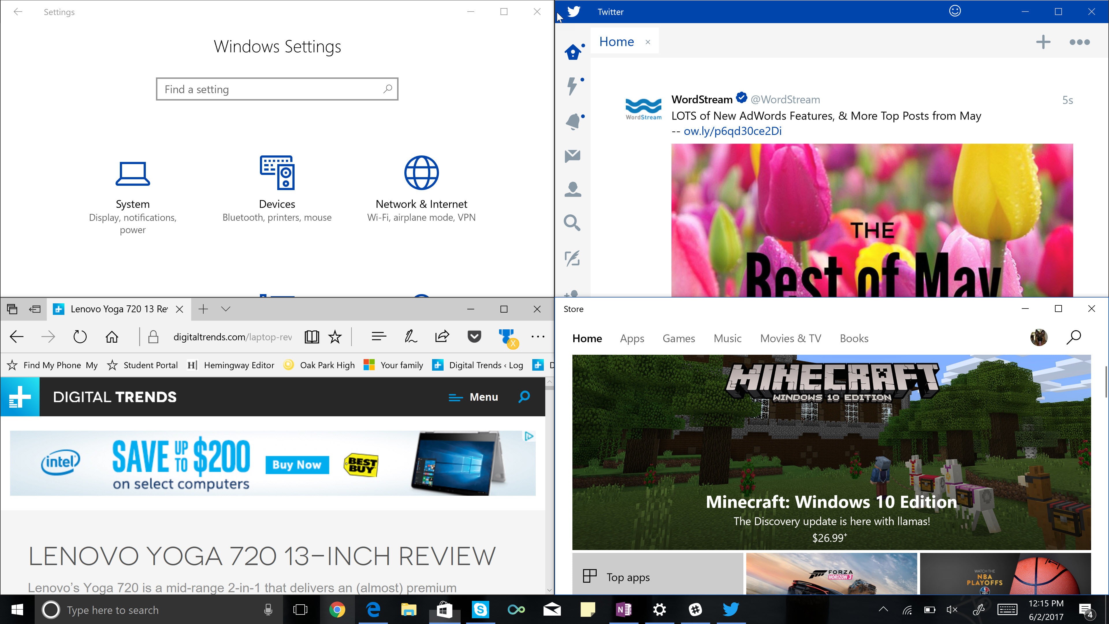 Chia màn hình để quản lý công việc trên Windows 10