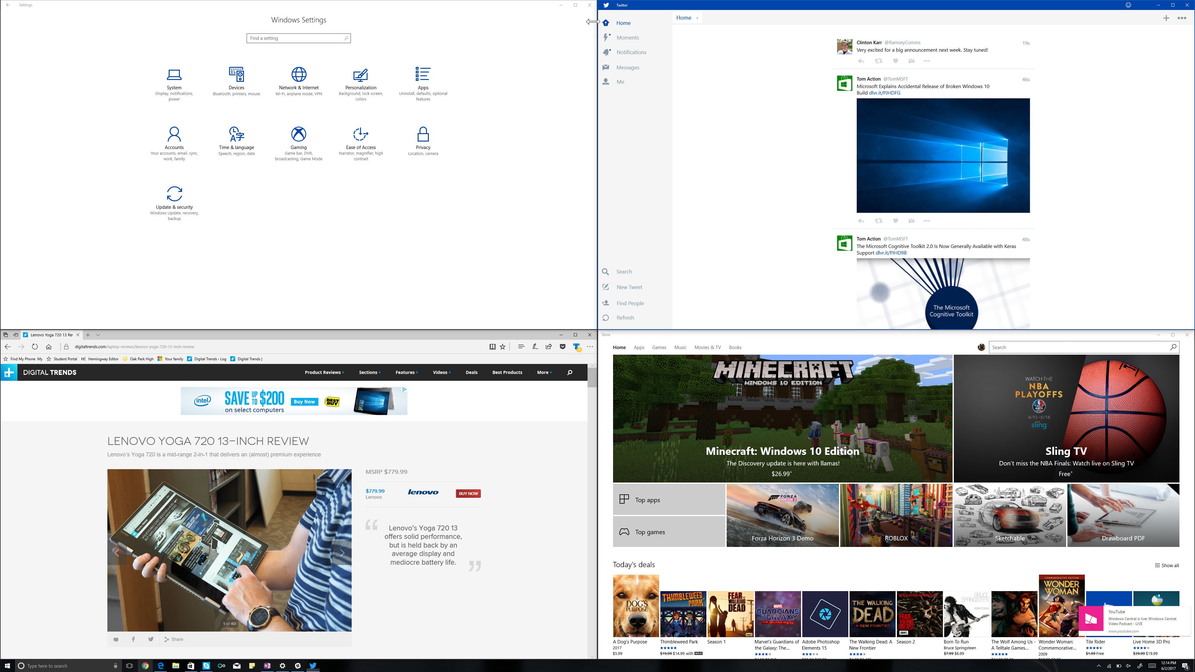 Chia màn hình để quản lý công việc trên Windows 10
