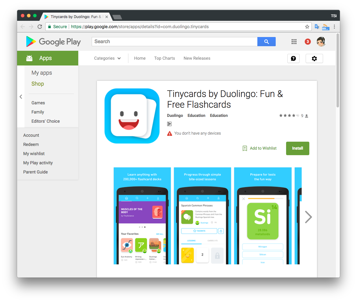 Dịch vụ học ngoại ngữ Duolingo tung ra ứng dụng Tinycards mới cho Android