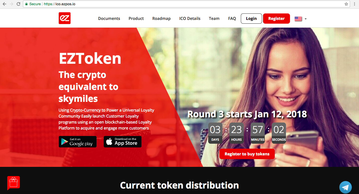 ICO EZToken 3 triệu token đã bán trong 47 giây