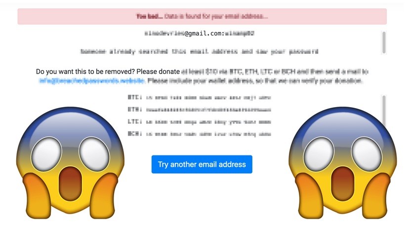 Trang web buộc người dùng chuộc mật khẩu bằng Bitcoin nếu không muốn bị rò rỉ