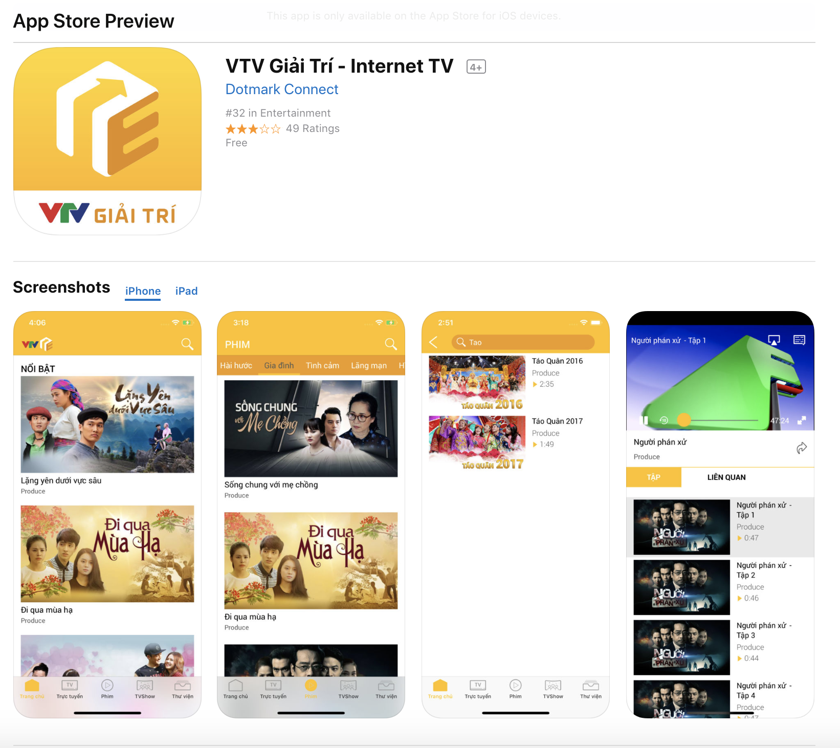 VTV cung cấp kho phim truyền hình và giải trí miễn phí trực tuyến