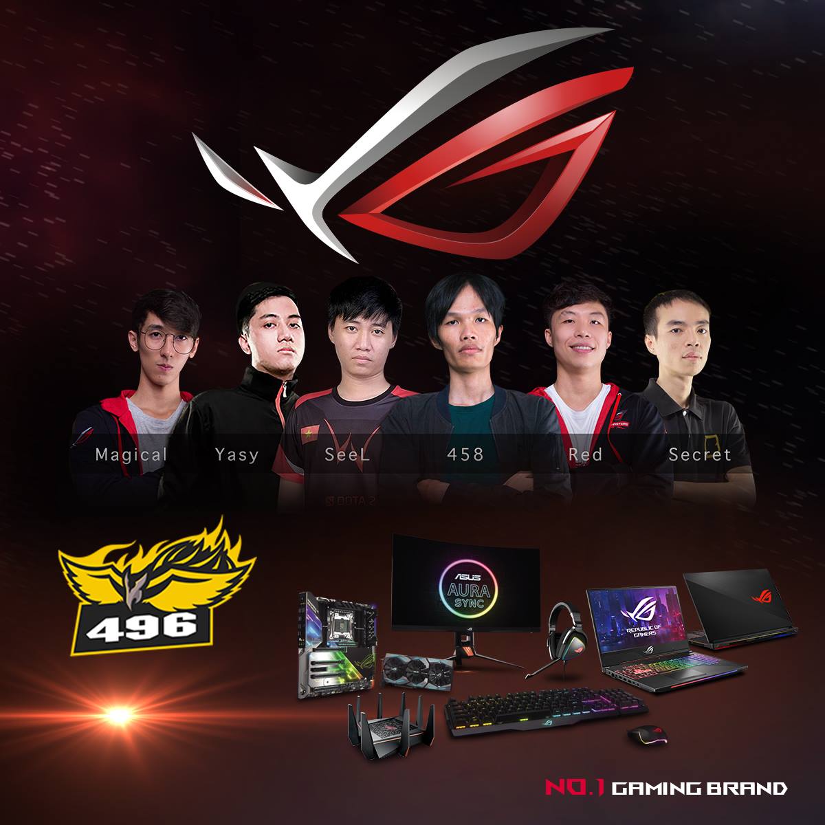 Asus Rog là nhà tài trợ chính cho đội tuyển 496 Dota2 và game thủ Meomaika StarCraft 2
