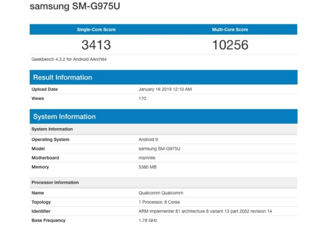 Dữ liệu tiết lộ điểm benchmark của Galaxy S10 Plus bản Mỹ