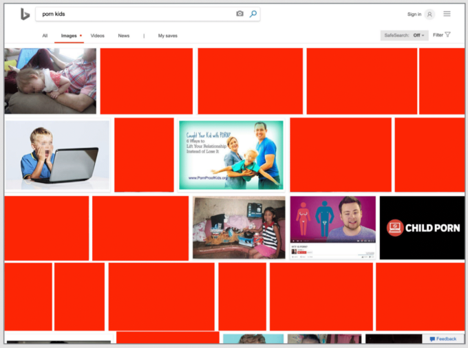 Microsoft Bing không kiểm soát nội dung khiêu dâm trẻ em