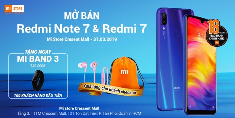 Mi Store mở bán Redmi Note 7 và Redmi 7 ngày 31/3