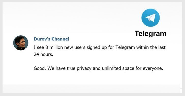 Telegram có thêm 3 triệu người dùng mới khi Messenger và WhatsApp bị lỗi