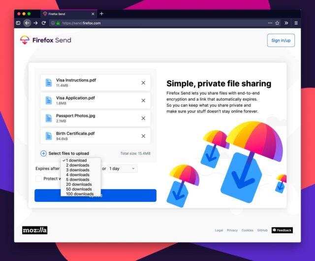Những điều cần biết về dịch vụ chia sẻ dữ liệu Firefox Send Những điều cần biết về dịch vụ chia sẻ dữ liệu Firefox Send
