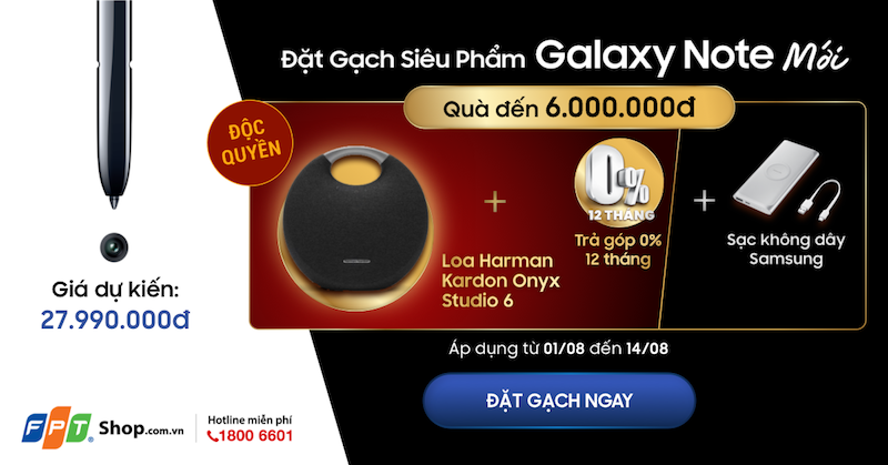Đặt trước Galaxy Note 10 và 10+ tại FPT Shop được tặng loa Harman Kardon Onyx Studio 6