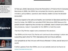 MWC 2020 đã bị hủy bỏ vì lo ngại virus Corona (Covid-19) MWC 2020 đã bị hủy bỏ vì lo ngại virus Corona (Covid-19)