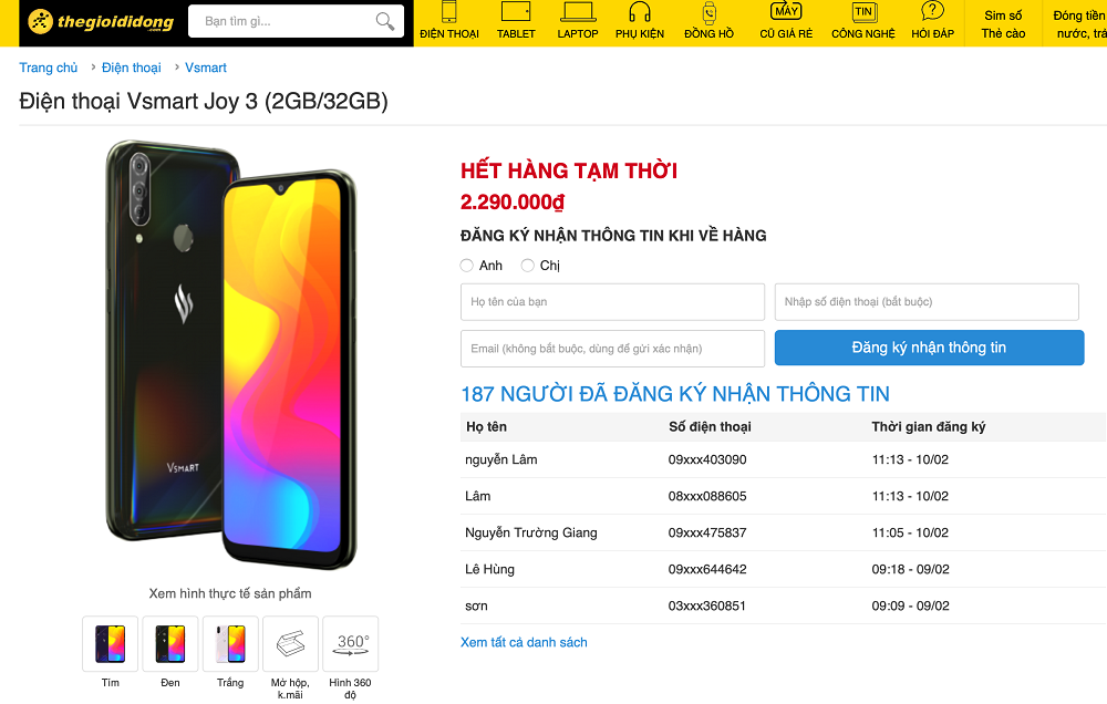 Vsmart Joy 3 lập kỷ lục bán 12.000 máy chỉ sau 14 giờ