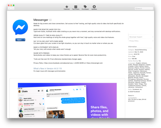 Facebook bất ngờ ra mắt ứng dụng Messenger cho máy tính