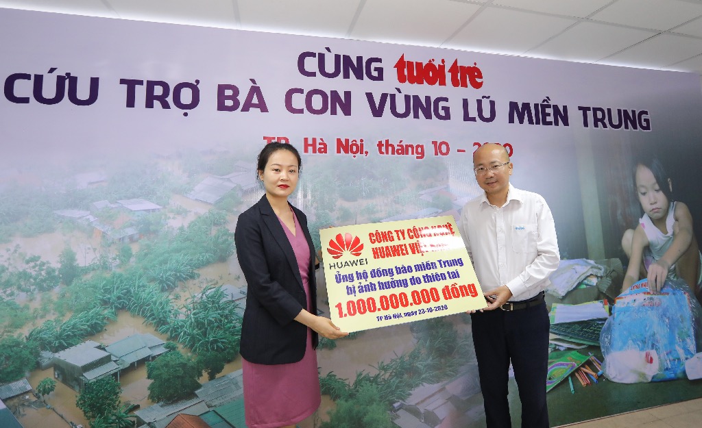 Huawei Việt Nam ủng hộ đồng bào miền Trung 1 tỷ đồng Huawei Việt Nam ủng hộ đồng bào miền Trung 1 tỷ đồng