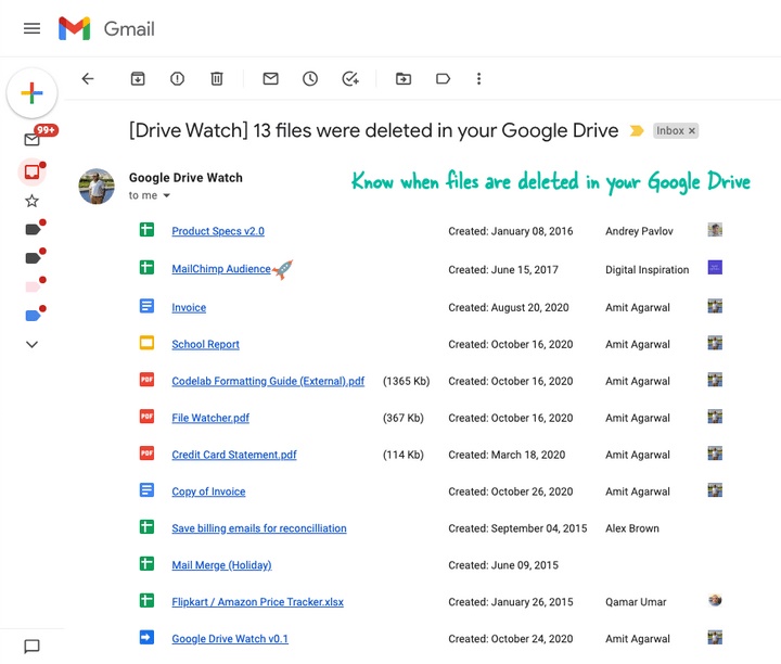 Nhận thông báo qua email khi tập tin trong Google Drive bị xóa