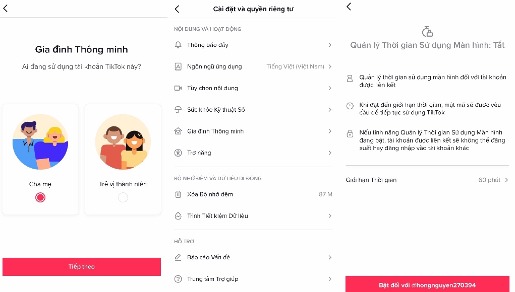 TikTok cập nhật tính năng Gia đình Thông minh