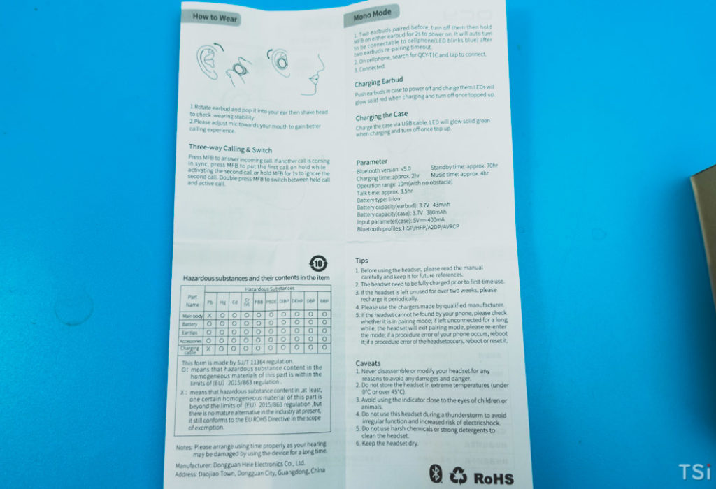 Tai nghe không dây true wireless QCY-T1C từ Xiaomi