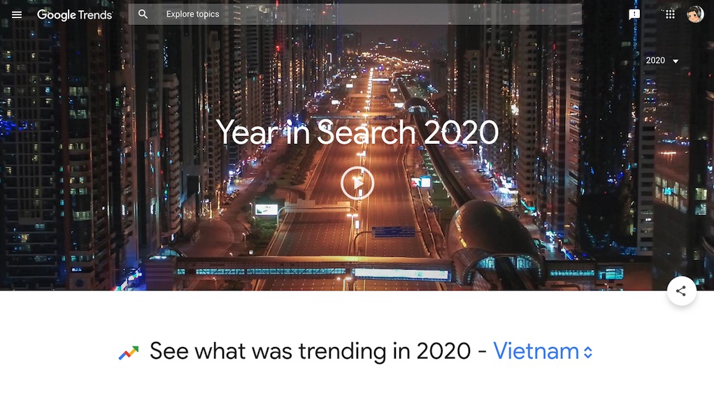 Xu hướng tìm kiếm Google của người Việt Nam trong năm 2020