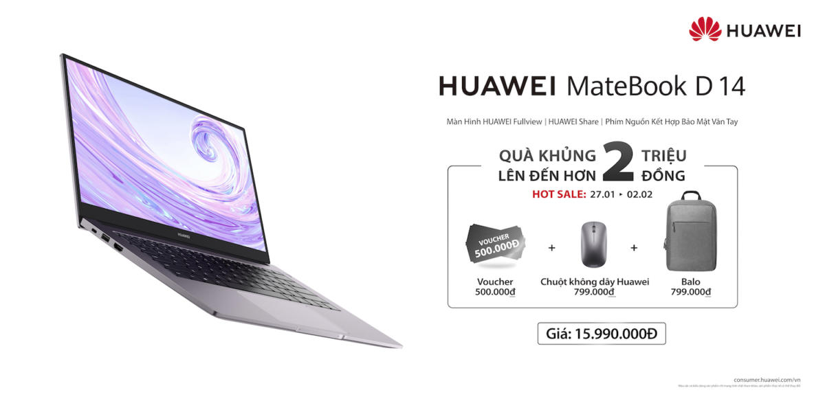 Huawei ra mắt MateBook D 14, giá 15,9 triệu đồng Huawei ra mắt MateBook D 14, giá 15,9 triệu đồng