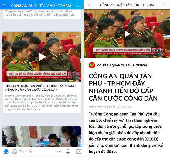 Quận Tân Phú dùng Zalo cập nhật thông tin làm căn cước công dân có gắn chip Quận Tân Phú dùng Zalo cập nhật thông tin làm căn cước công dân có gắn chip