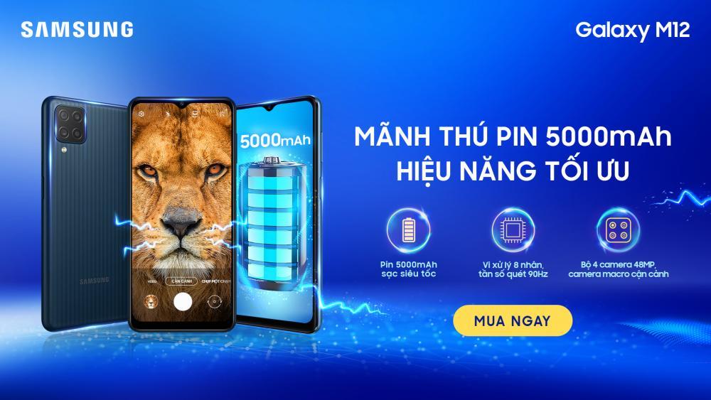 Samsung Galaxy M12 ra mắt: 'mãnh thú' kết hợp hiệu năng tối ưu, pin bền bỉ và 4 camera