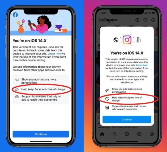 Facebook và Instagram gây áp lực với người dùng iOS 14.5