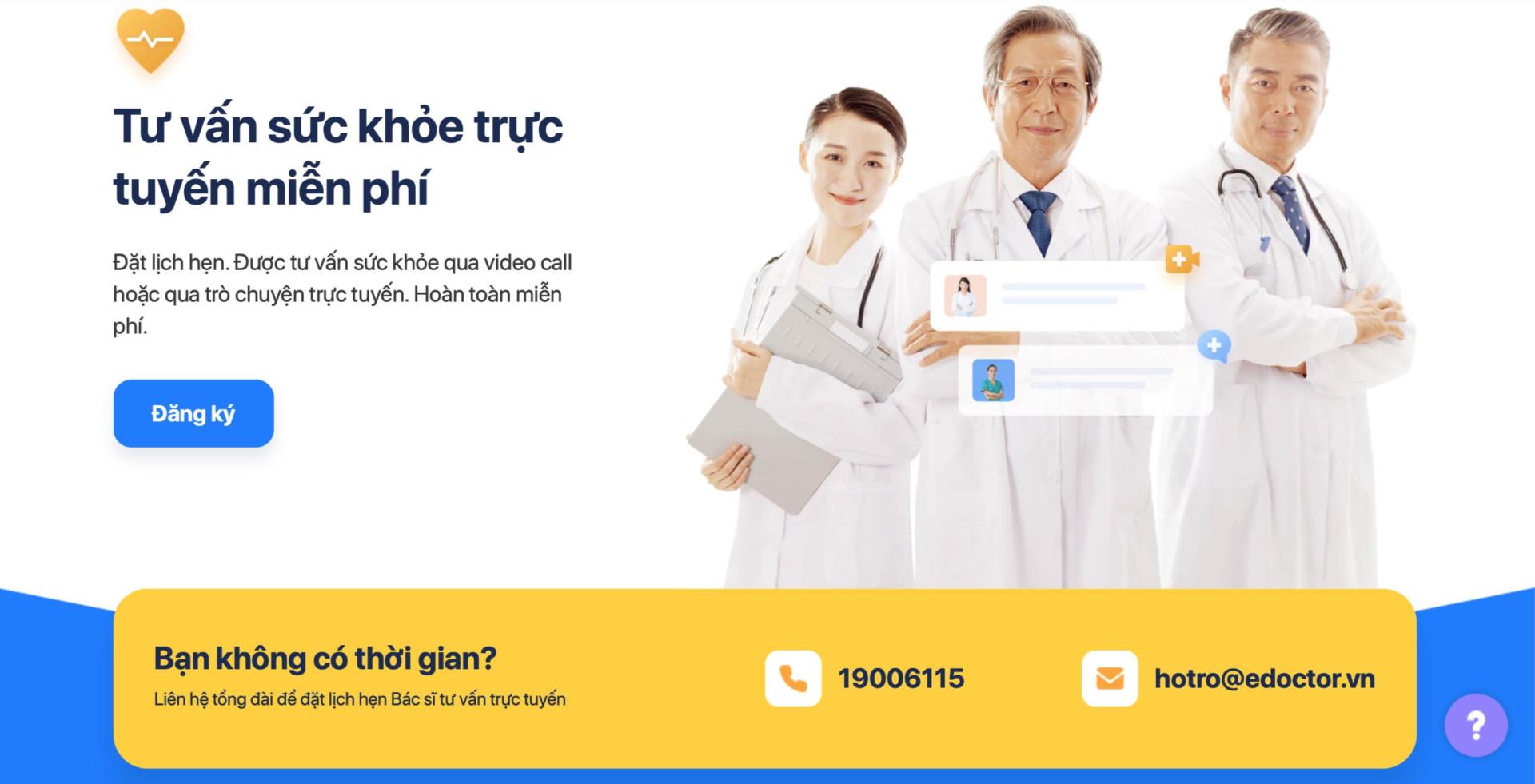 eDoctor miễn phí dịch vụ tư vấn bác sĩ mùa dịch