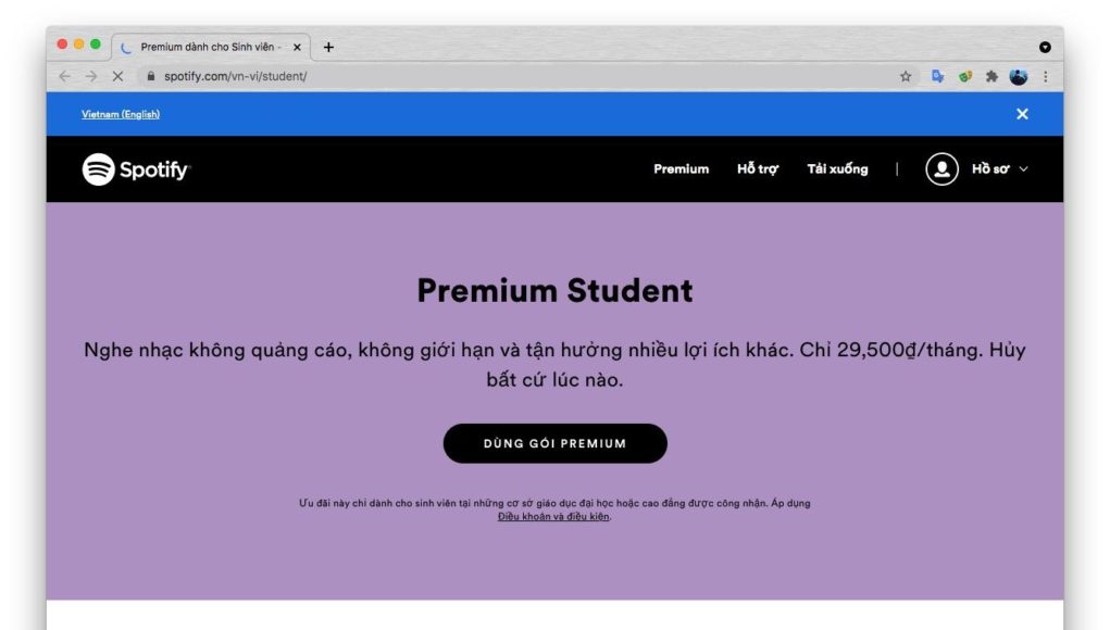 Ra mắt gói Spotify Premium cho Sinh viên, giá 29.500 VND/tháng