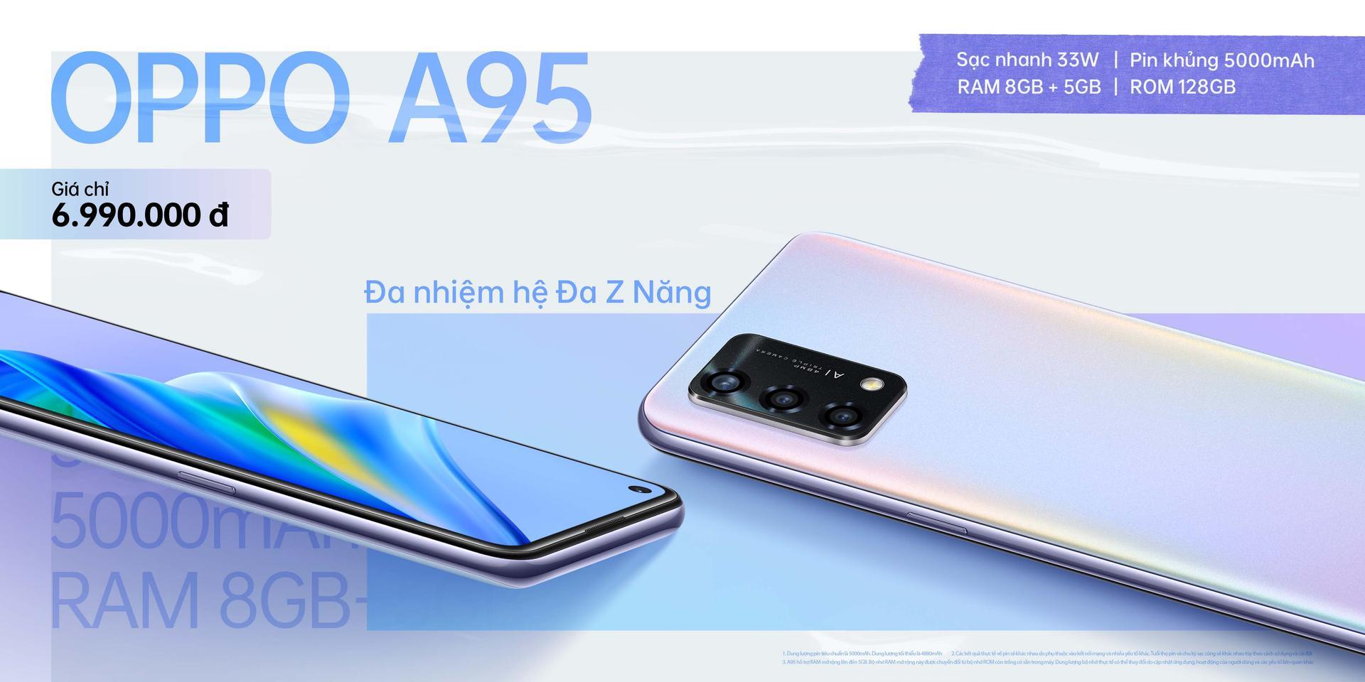 OPPO A95 ra mắt: Snapdragon 662, pin 5000mAh, sạc nhanh 33W