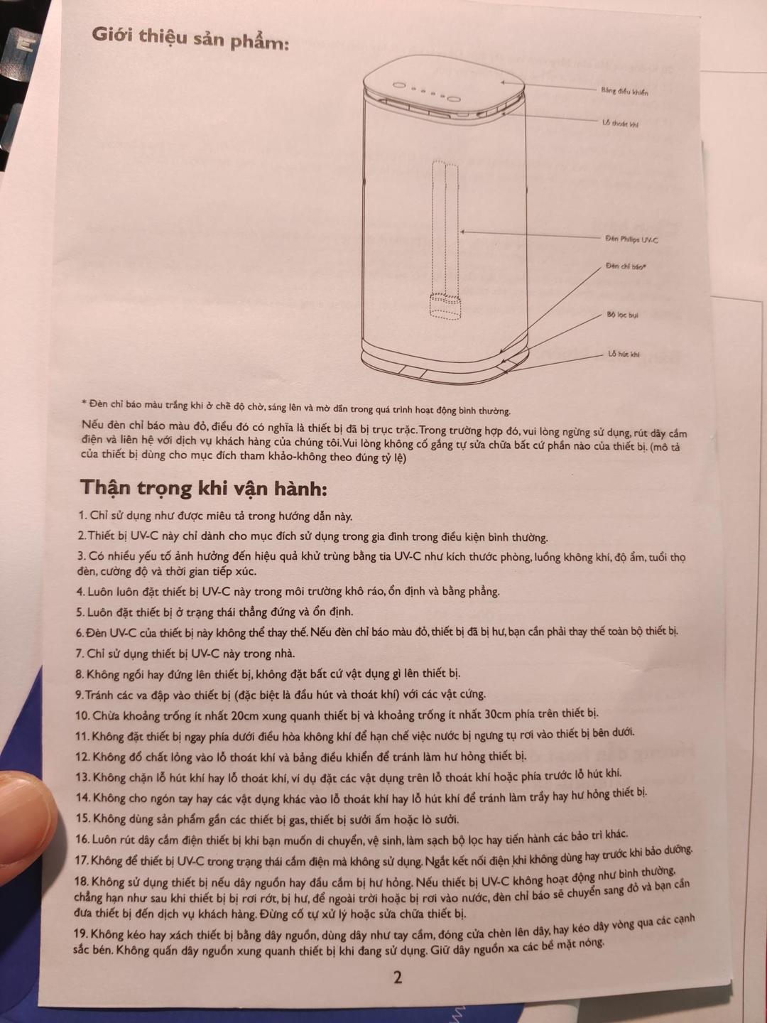 Cận cảnh máy khử trùng không khí Philips dùng tia UVC