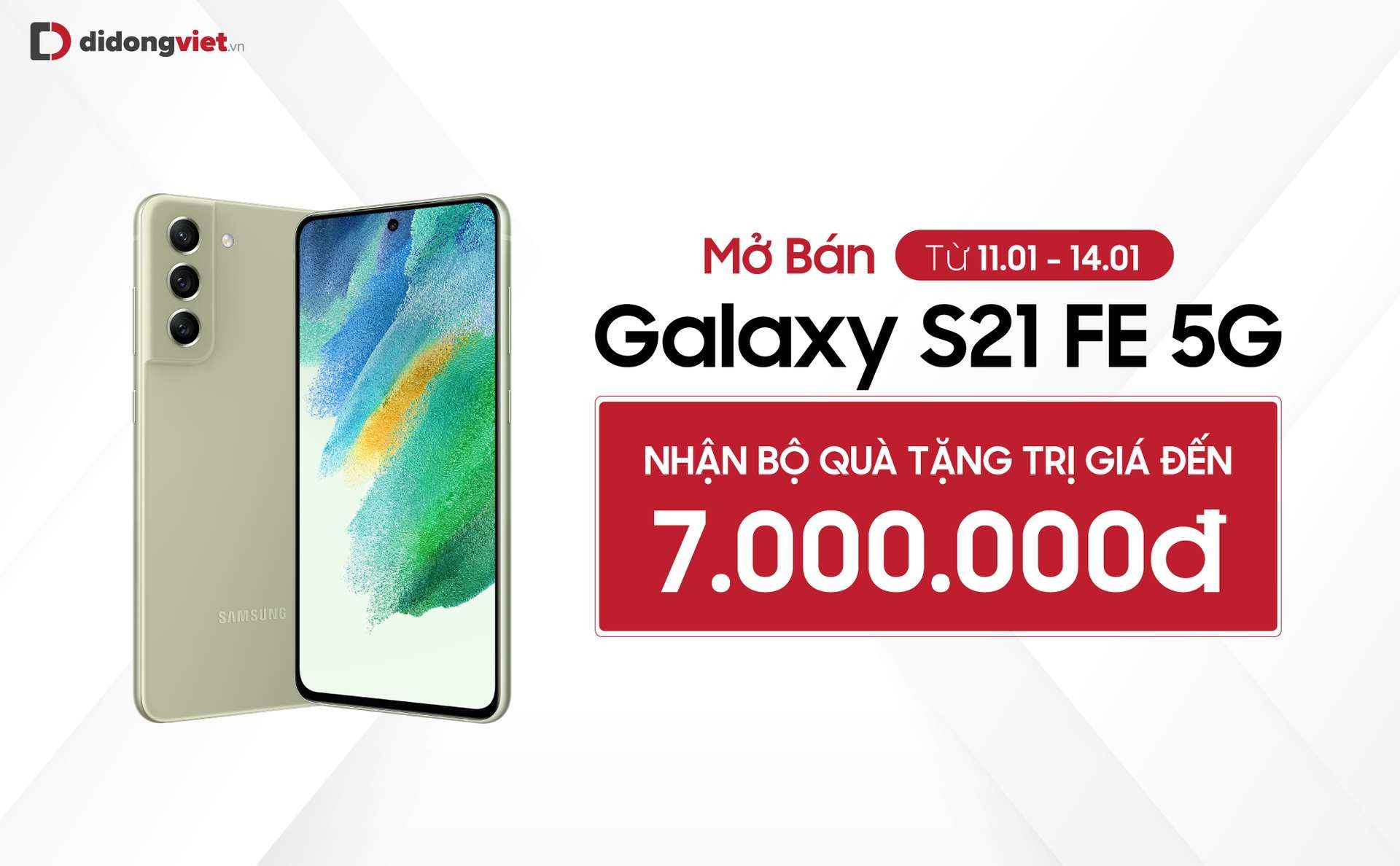 Samsung Galaxy S21 FE chính thức mở bán tại Việt Nam kèm bộ quà tặng lên đến 7 triệu đồng Samsung Galaxy S21 FE chính thức mở bán tại Việt Nam kèm bộ quà tặng lên đến 7 triệu đồng