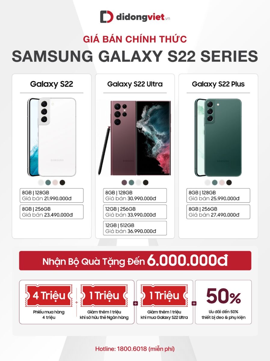 Di Động Việt mở đặt trước Galaxy S22 series, nhận quà đến 7 triệu đồng Di Động Việt mở đặt trước Galaxy S22 series, nhận quà đến 7 triệu đồng