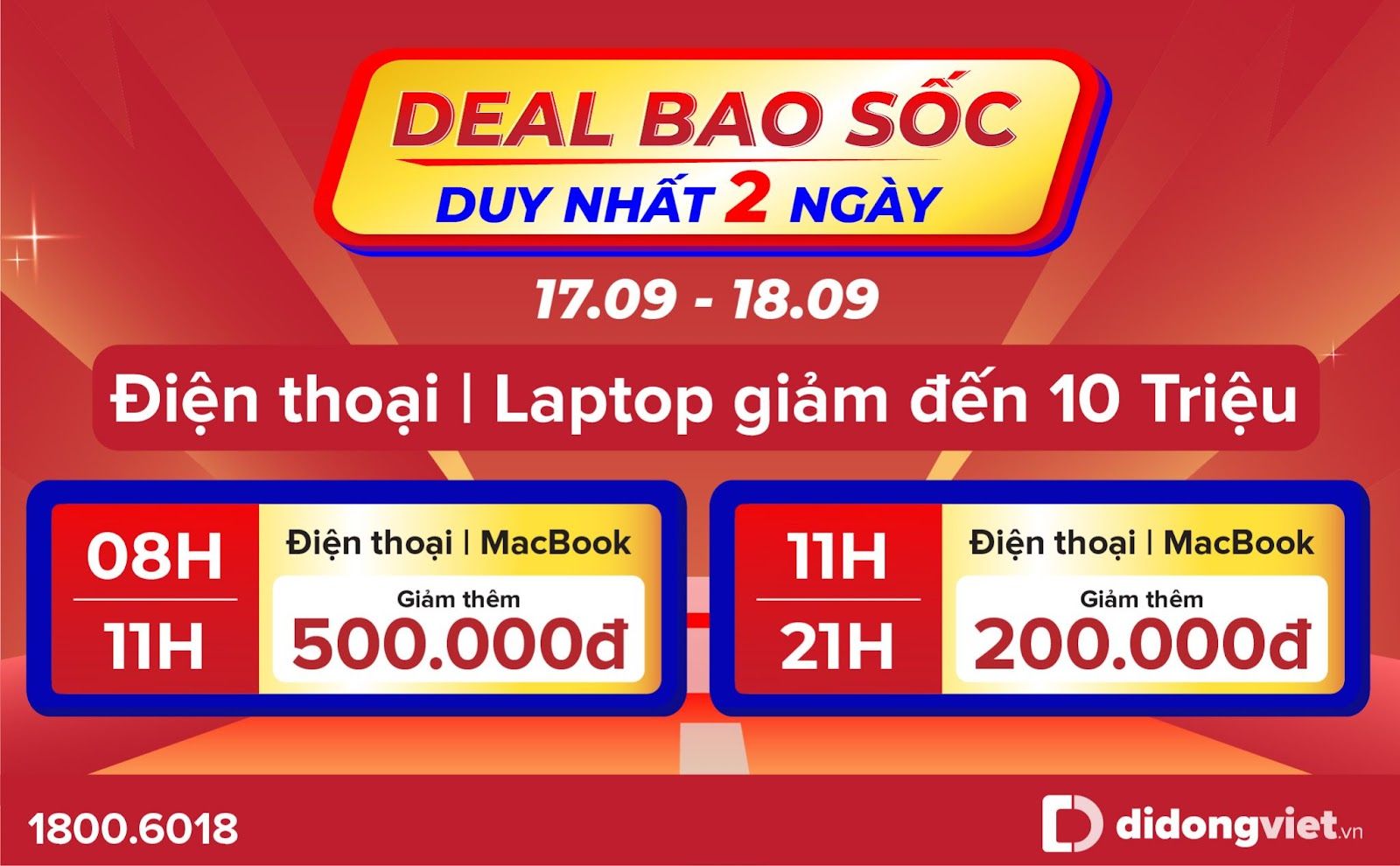 Điện thoại, MacBook giảm hơn 10 triệu đồng duy nhất 2 ngày 17-18.9 Điện thoại, MacBook giảm chồng giảm hơn 10 triệu đồng duy nhất 2 ngày 17 và 18.9