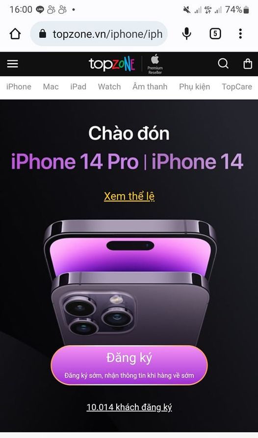 TopZone nhận hơn 10.000 lượt đăng ký thông tin iPhone 14 TopZone nhận hơn 10.000 lượt đăng ký thông tin iPhone 14