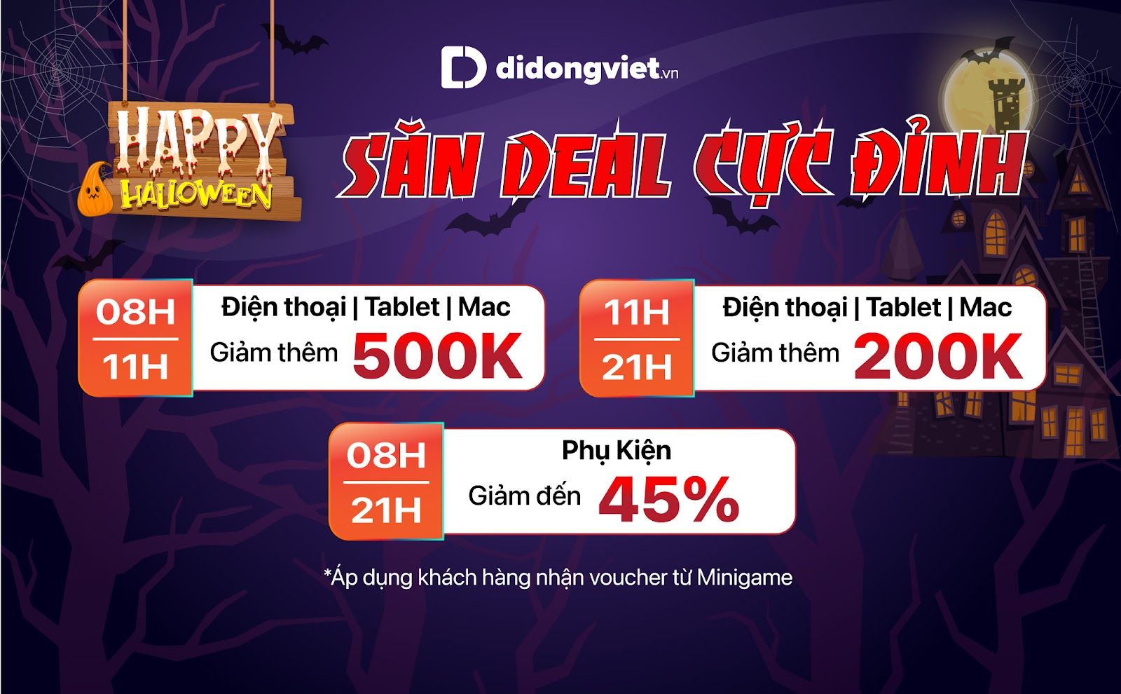 Halloween ngập tràn ưu đãi: điện thoại, MacBook, phụ kiện công nghệ giảm hơn 8 triệu đồng Halloween ngập tràn ưu đãi: điện thoại, MacBook, phụ kiện công nghệ giảm hơn 8 triệu đồng