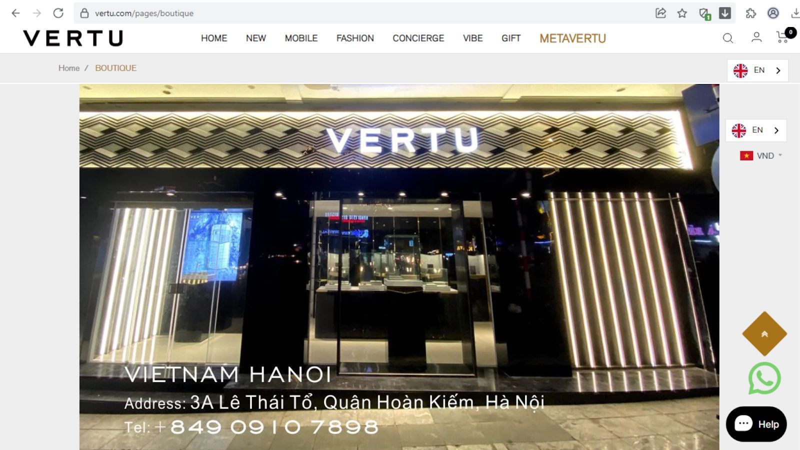 Việt Nam có 2 trong 10 cửa hàng trên toàn thế giới được lên website Vertu Việt Nam có 2 trong 10 cửa hàng trên toàn thế giới được lên website Vertu