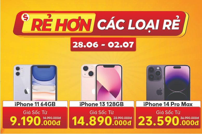 Di Động Việt tiếp tục cuộc chiến giá với thông điệp “Rẻ hơn các loại rẻ”, các dòng điện thoại, phụ kiện công nghệ giảm chạm đáy đến 80%, chỉ còn từ 49 ngàn đồng vào cuối tháng 6. 215830-di-dong-viet-re-dien-thoa-giam-den-80%